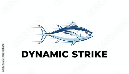 Dynamic Strike Tuna Logo: Fast Swimming Fish for Fishing and Sports Brands