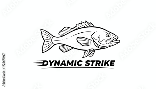 Dynamic Strike Bass Fishing Logo - Vector Illustration