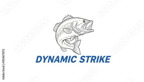 Dynamic Strike Bass Fishing Logo - Jumping Fish Illustration with Text