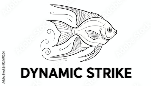 Dynamic Strike Fish Logo - Angelfish Silhouette with Swirling Motion Lines