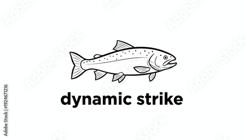 Dynamic Strike Fish Logo Design - Salmon or Trout Illustration with Text