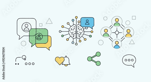 Digital Communication Network Icons and Symbols.