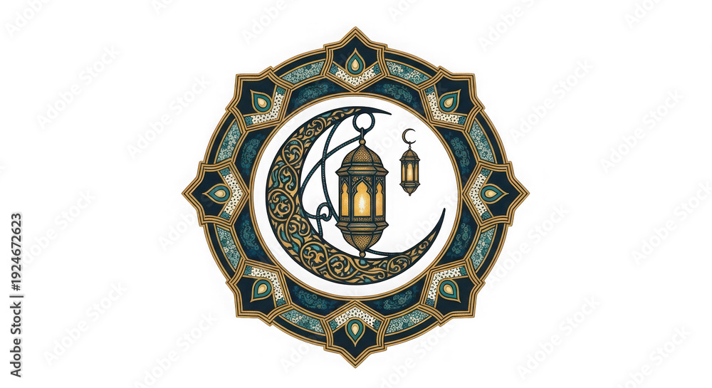 Obraz premium A beautifully designed lantern surrounded by intricate patterns on a transparent background