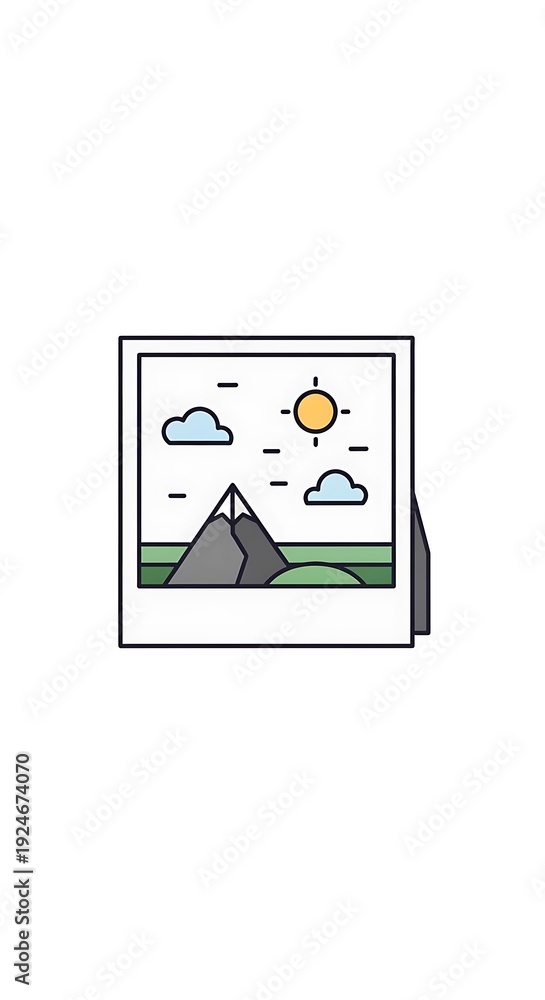 Fototapeta premium Simple Polaroid Photo of Mountain Landscape.