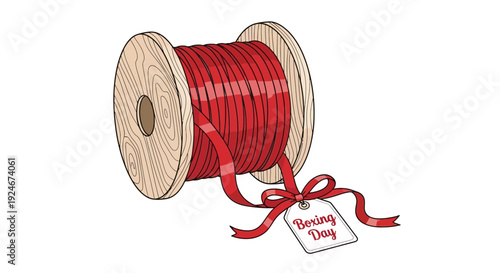 Boxing Day Gift Ribbon Spool with Tag