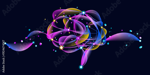 Illustration of abstract stream information. Generate image, video from prompt concept. Big data, technology, AI, data transfer, data flow, generative ai, large language model, ai brain background