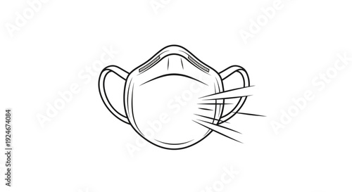 Breathing Mask Icon, Protection Against Air Pollution and Viruses