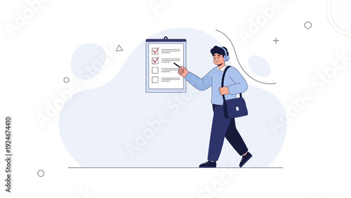 Man Checking Off Tasks on Checklist, Task Management Concept