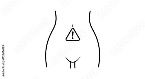 Warning Sign on Human Pelvis Area - Health Concern Icon