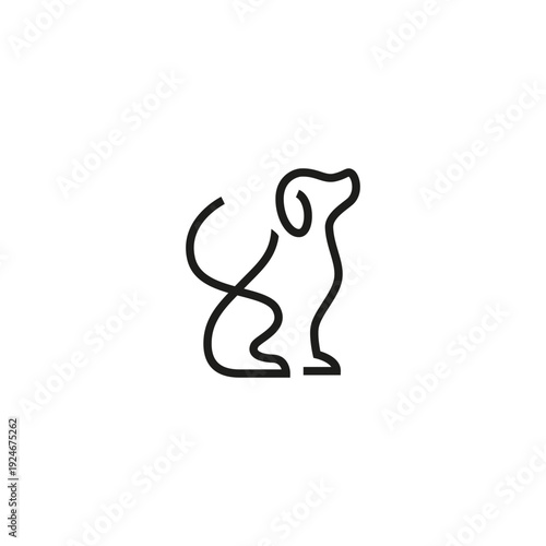 Dog logo with abstract continuous line design style