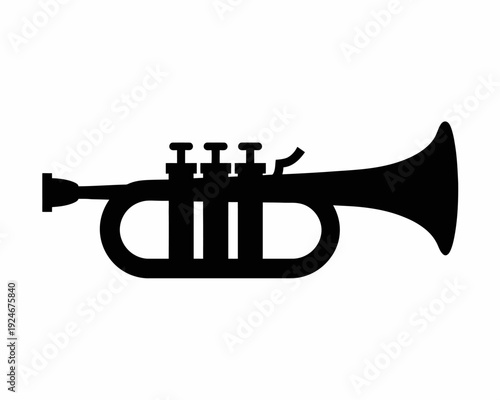 Black Silhouette of a Trumpet Musical Instrument outline
