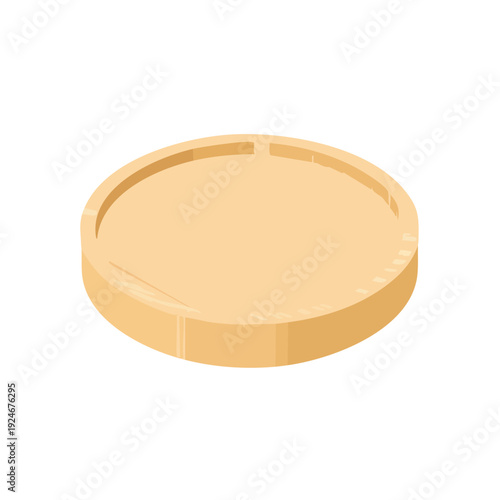 Premium Transparent Round Bamboo Serving Tray Illustration EPS