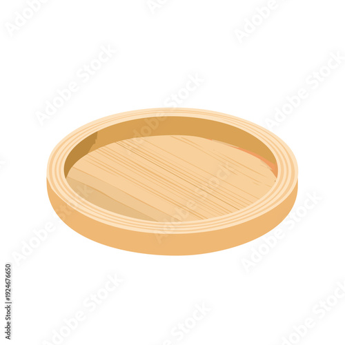 Premium Transparent Round Bamboo Tray Illustration EPS