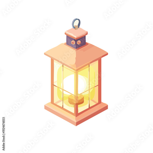 Premium Transparent Cozy Orange Lantern Illustration EPS