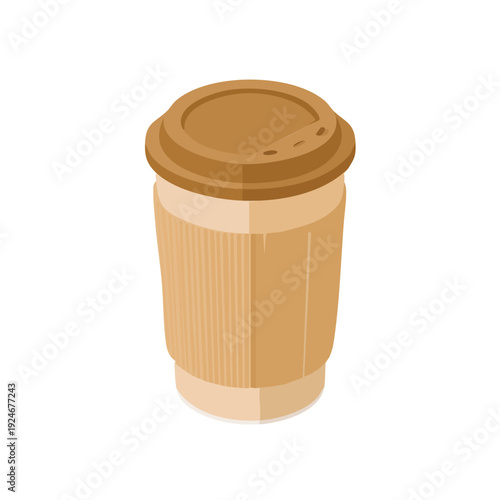 Premium Transparent Beige Takeaway Coffee Cup Illustration EPS