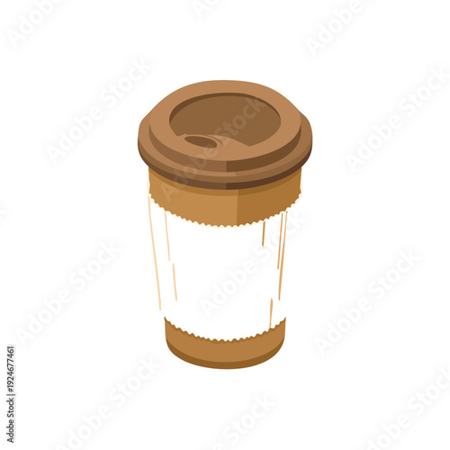 Premium Transparent Brown Takeaway Coffee Cup Illustration EPS