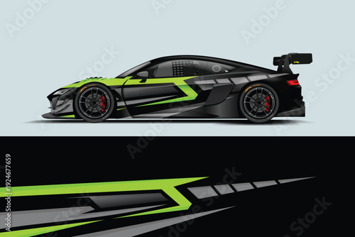 Car livery graphic vector design. Abstract grunge background wrap design for vehicle vinyl stickers and car branding.