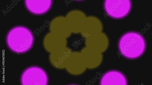 Vibrant Floral Pattern Footage on Dark Background, Abstract Design, Studio Shot