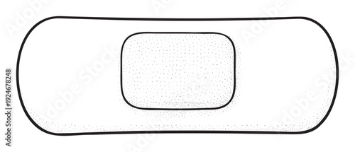 Simple adhesive bandage for minor cuts and scrapes providing essential wound protection suitable for health education graphics and medical web icons