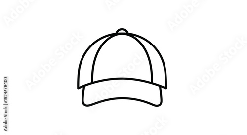 Simple Line Art Icon of a Baseball Cap, Minimalist Headwear Graphic