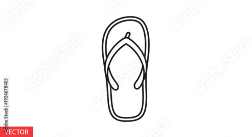 Simple Line Art Icon of a Flip Flop Sandal for Summer and Beach Themes