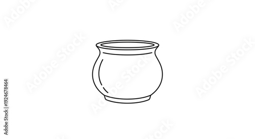 Simple Line Art of a Round Ceramic Pot