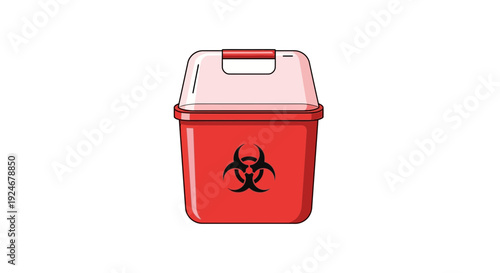 Red Biohazard Sharps Container with Biohazard Symbol