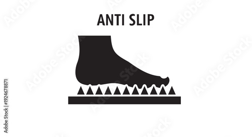 Anti Slip black icon with foot on spiked surface