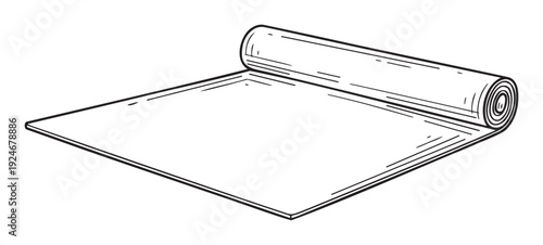 A partially unrolled exercise mat ready for a workout or stretching session, perfect for health and wellness blogs, fitness app interfaces, or studio signage.