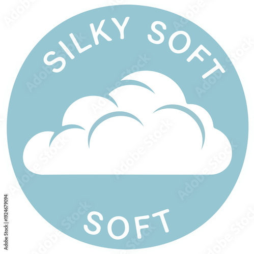 Silky Soft cloud icon in a light blue circle. White cloud graphic with text "SILKY SOFT" and "SOFT" for product labeling.
