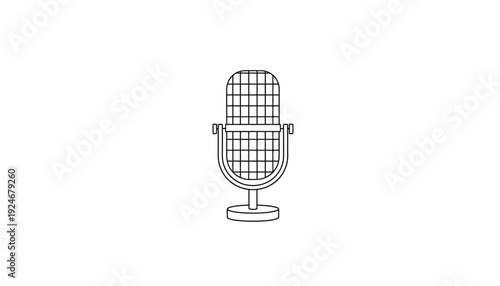 Retro Microphone Icon, Vintage Audio Recording Equipment, Studio Broadcast Symbol