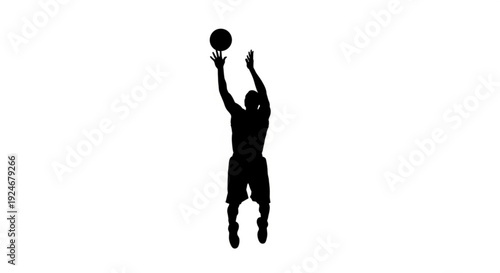 Silhouette of a basketball player jumping to dunk a ball