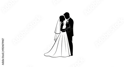 Romantic wedding couple in love standing close together