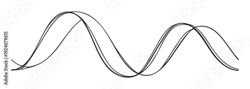 Abstract black wavy lines forming dynamic curves, ideal for modern graphic backgrounds, subtle textures, or overlays in web and print media applications