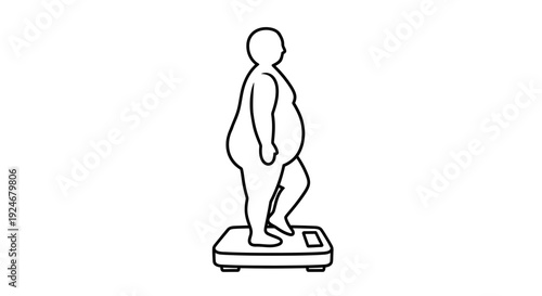 Overweight person stepping on a scale, weight loss concept