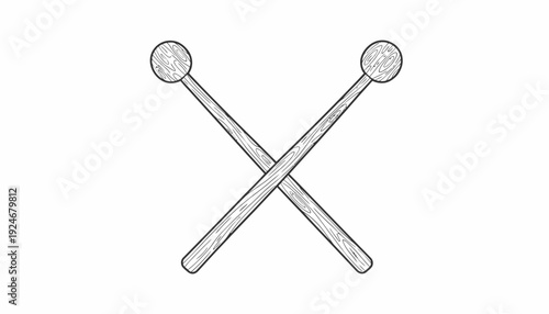 Pair of Crossed Drumsticks, Percussion Instrument Accessories, Musical Rhythm Concept