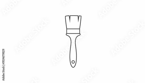 Paint Brush Icon, Simple Line Art Illustration of a Tool for Painting and Decorating