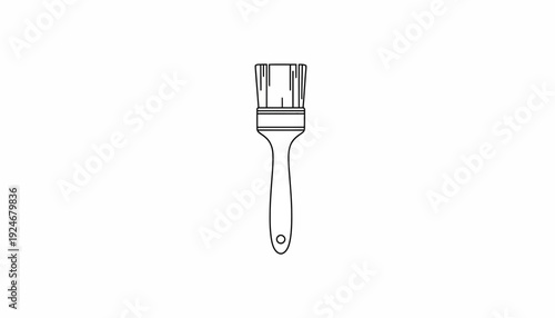 Paint Brush Line Art Icon Isolated on White Background, Simple Vector Illustration