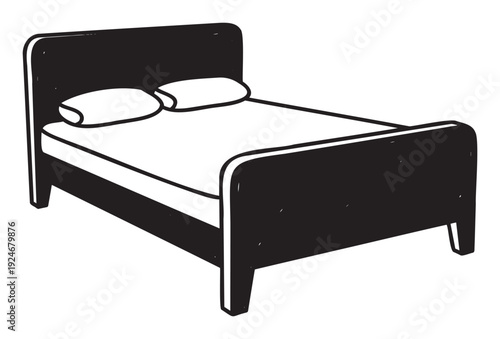 Comfortable sleeping furniture with a solid frame and soft pillows for a good nights rest in bedrooms, hotels, or rental properties for household and hospitality concepts