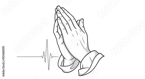Praying Hands with Heartbeat Line - Faith, Hope, and Life Symbol