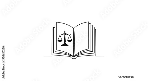 Open Book With Scales of Justice Symbol, Law and Justice Concept