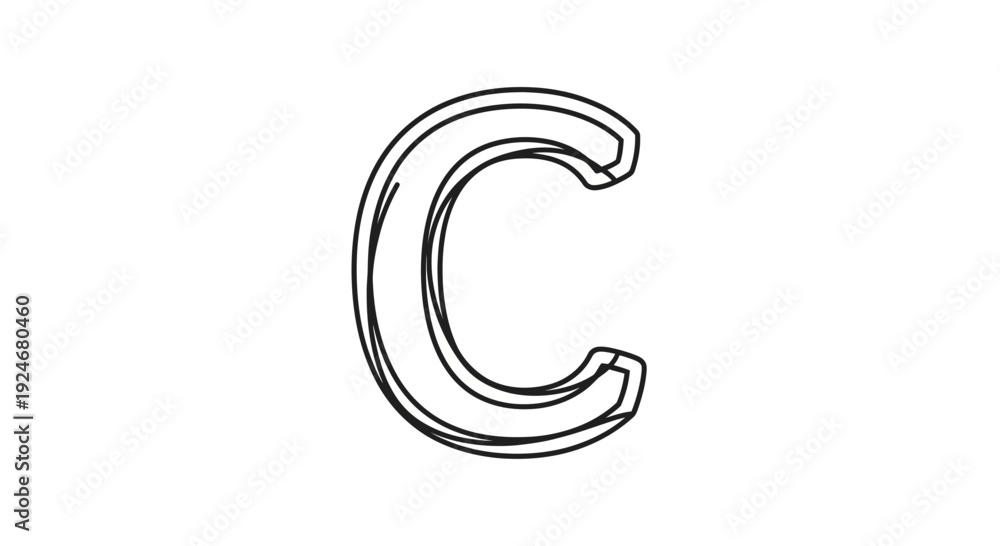 Fototapeta premium Outline of the letter C with a 3D effect, graphic design element