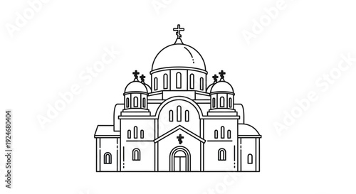 Orthodox Church Building Facade Icon, Religious Architecture, Christian Symbol