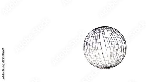 Abstract wireframe spheres and geometric mesh globes set showing multiple grid patterns and circular perspectives