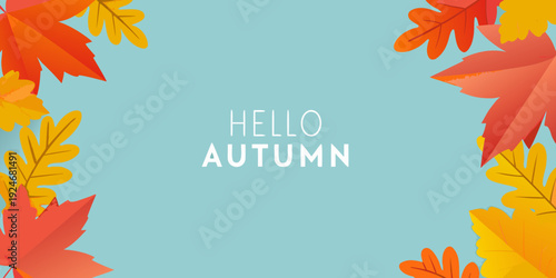 Autumn leaves and text greeting a seasonal fall background design