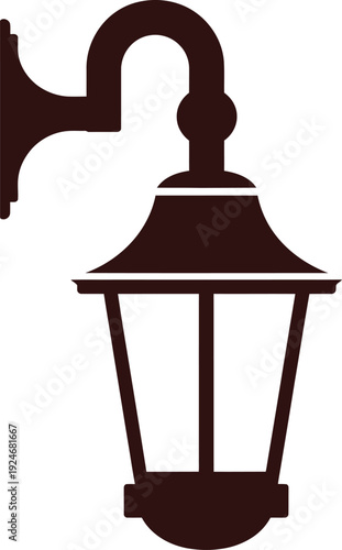 Dark brown wall mounted lantern silhouette light