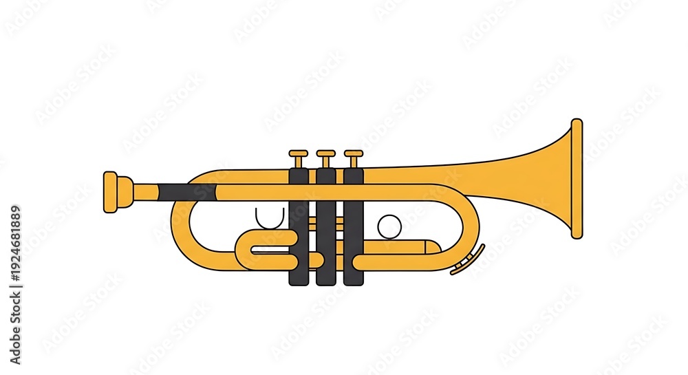 Obraz premium Golden Trumpet Illustration on White Background.