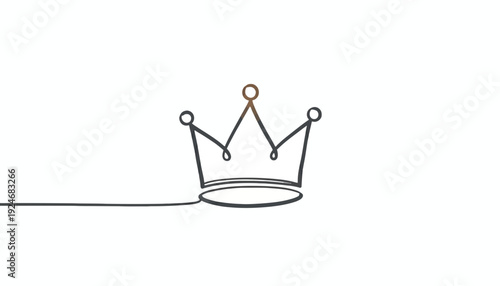 Minimalist Crown Drawing, Single Line Art, Royal Symbol, Elegant Design