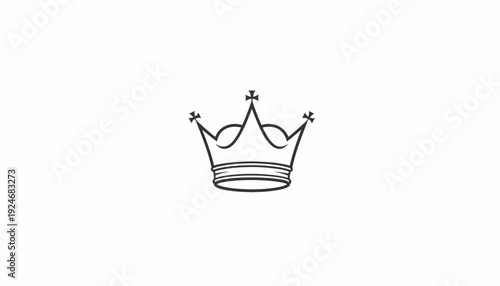 Minimalist Crown Icon, Royal Symbol, Elegant Outline, King Queen Emblem, Luxury Emblem
