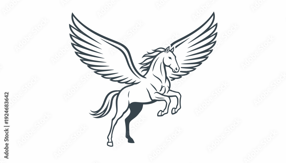 Fototapeta premium Majestic Pegasus Horse with Spread Wings, Mythical Creature, Fantasy Art